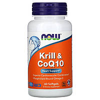 Now Foods, Krill & CoQ10 (60 капс.), масло криля + коэнзим Q10