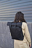 Рюкзак Roll Top / рюкзак мужской - женский / рюкзак для ноутбука / рюкзак мужской черный / рюкзак городской, фото 4