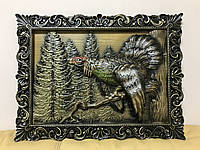 Картина из дерева, панно охота "Глухар"