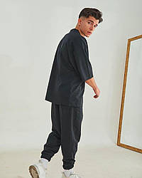 Костюм футболка штани оверсайз спортивний комплект чоловічий літній As чорний