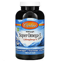 Carlson Labs, Wild Caught Super Omega-3 Gems, высокоэффективная Омега-3 из морской рыбы, 1200 мг, 180 капсул