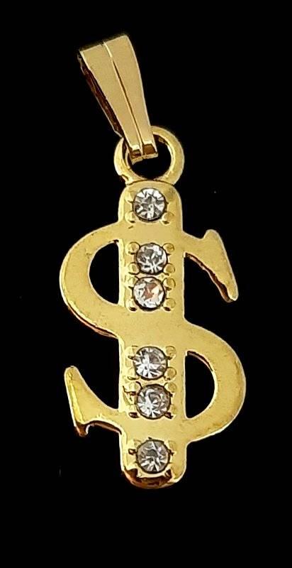 Кулон. Сталь. Позолота з лимонним відтінком. Камені: фіаніти. Діаметр кулона без вушка: 2 см