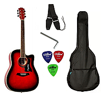 Набор акустическая гитара Equites EQ900C RDS 41 + чехол + ремень