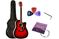 Набор акустическая гитара Equites EQ905C RDS 41 +чехол+струны