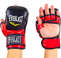 Рукавички гібридні для єдиноборств ММА EVERLAST BO-4612 M чорно-червоні