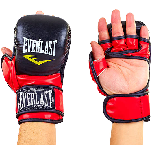 Перчатки гибридные для единоборств ММА EVERLAST BO-4612 M черно-красные ...