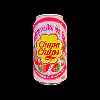 Chupa Chups Strawberry Cream Flavour Soda 345 мл / Чупа Чупс напій зі смаком полуниці