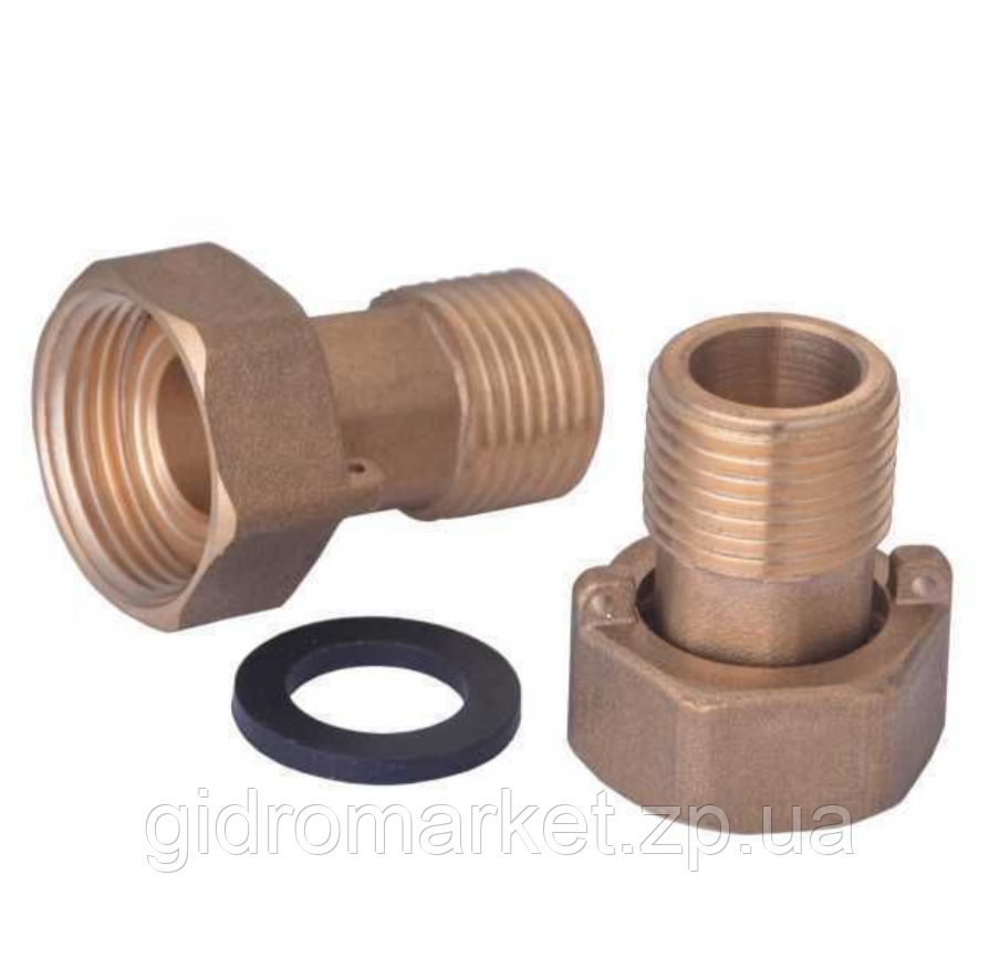 PROFESSIONAL NV-QP Комплект штуцерів 1/2" (штуцера, КМЧ) латунь для лічильника води, водоміра