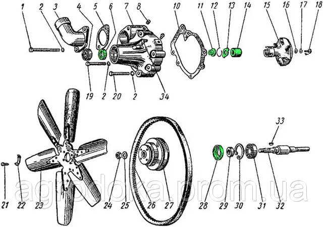Схема водяного насоса
