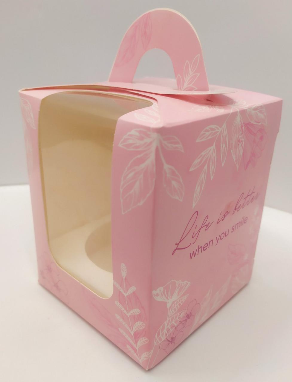 Коробка для 1 капкейка розовая - фото 1 - id-p1393466305