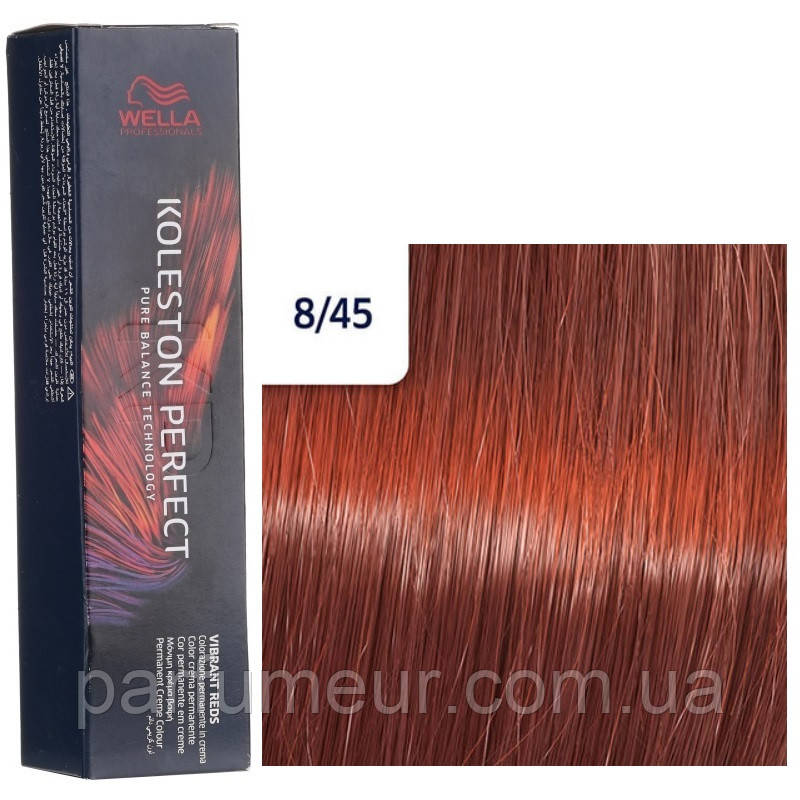 Фарба для волосся Wella Professionals Koleston Vibrant Reds 8/45 Світлий блонд червоний махагон, фото 1