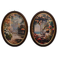 Набор из 2-х картин в форме медальонов "Летний сад"