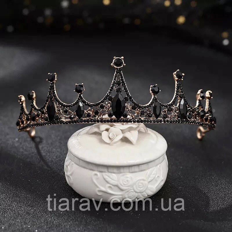 Купить Тиара колье и серьги, диадема с чёрными камнями, бижутерия, цена ...
