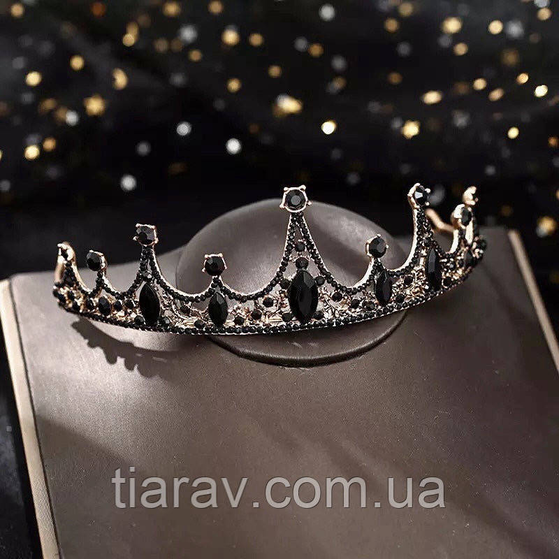 Купить Тиара колье и серьги, диадема с чёрными камнями, бижутерия, цена ...