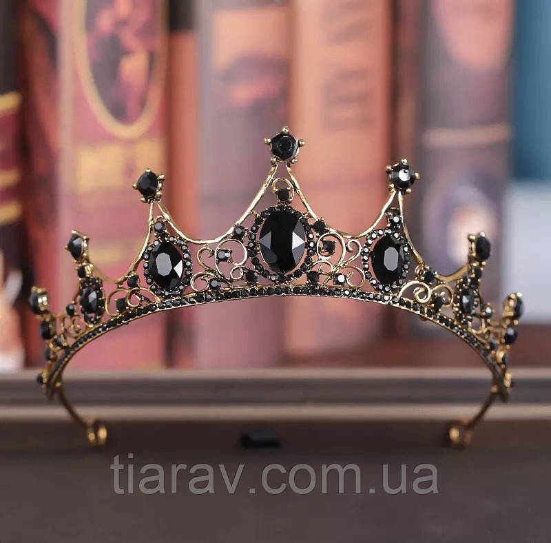 Купить Тиара колье и серьги, диадема с чёрными камнями, бижутерия, цена ...