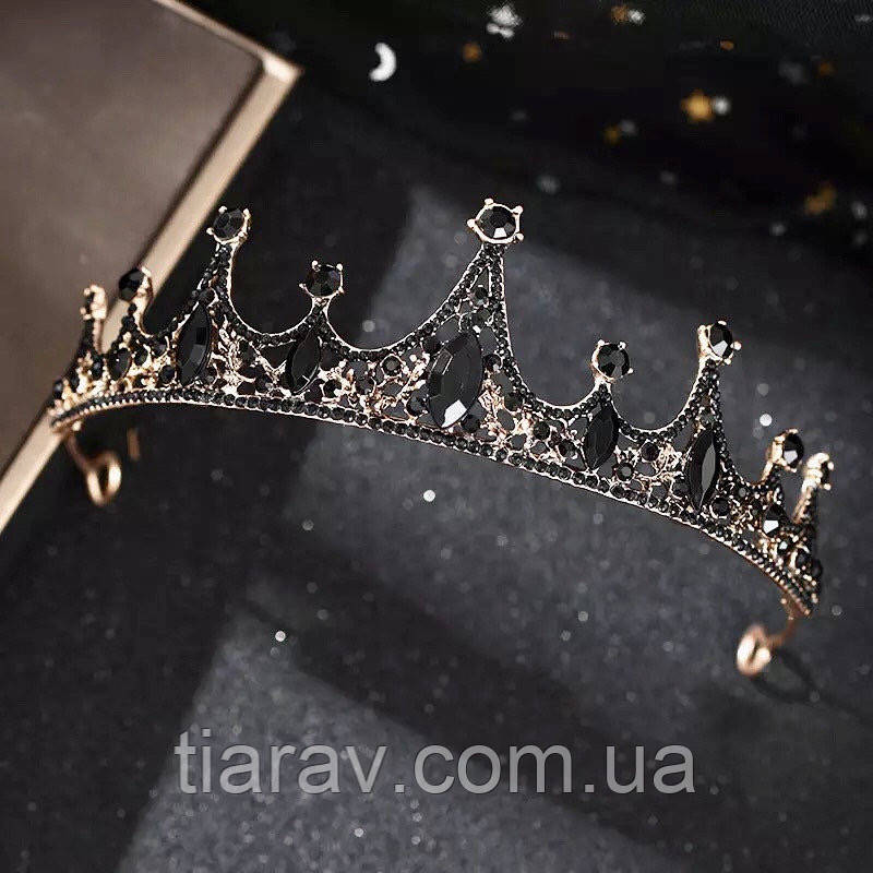 Купить Тиара колье и серьги, диадема с чёрными камнями, бижутерия, цена ...