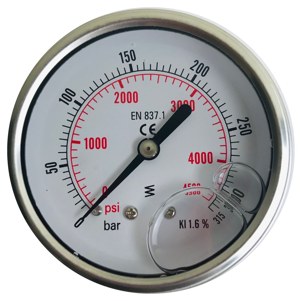 Манометр аксіальний/осьовий (гліцериновий) DN 63 G 1/4" 315 bar, фото 1