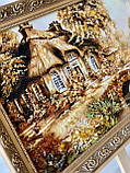Картина пейзаж из янтаря " Домик с мостиком", Пейзаж з бурштину " Хатинка з містком ", фото 5