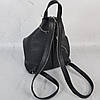 Рюкзак жіночий "Паріс" натуральна шкіра, чорний флотар з додатковою блискавкою, фото 4