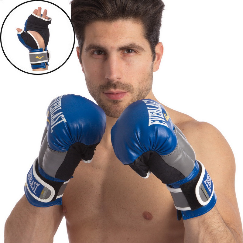 Рукавички гібридні для єдиноборств Everlast 0272 розмір 12 унцій Blue-Grey