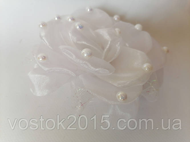 Купить Бант детский на девочку для волос Бантик белый с жемчужинами на ...