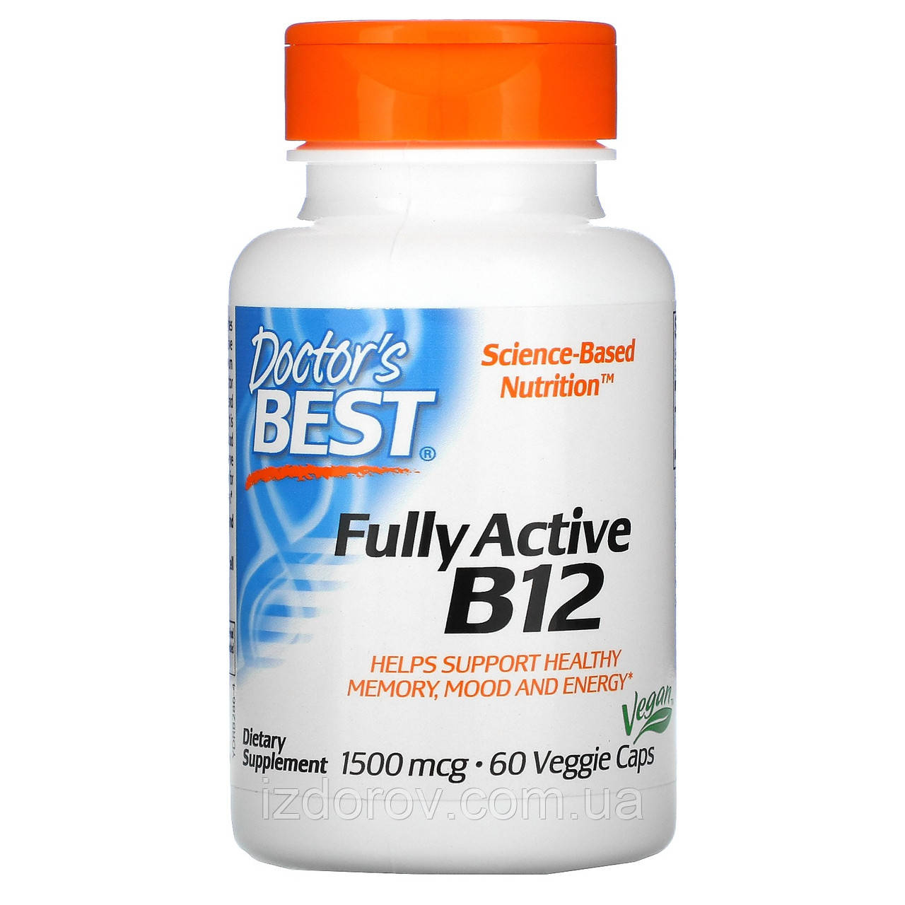 Активний вітамін B12 1500 мкг Doctor's Best метилкобаламіну для покращення пам'яті 60 вегетаріанських капсул