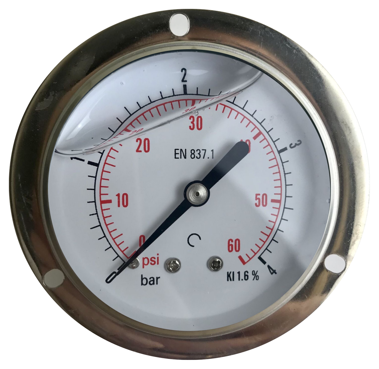 Манометр фланцевий (гліцериновий) DN 63 G 1/4" 4 bar, фото 1