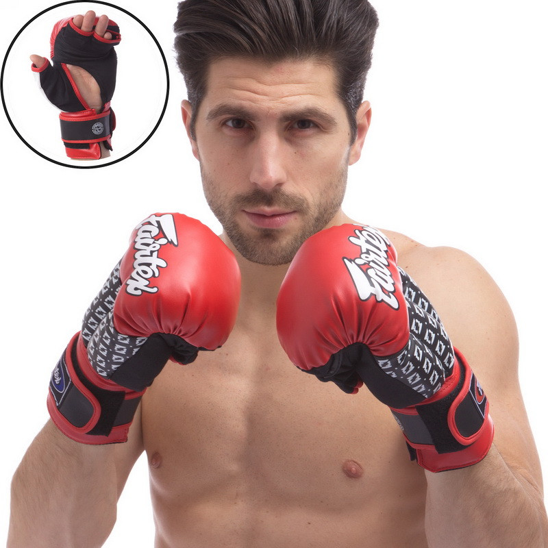 Рукавички гібридні для єдиноборств Fairtex 0273 розмір 10 унцій Red-Grey