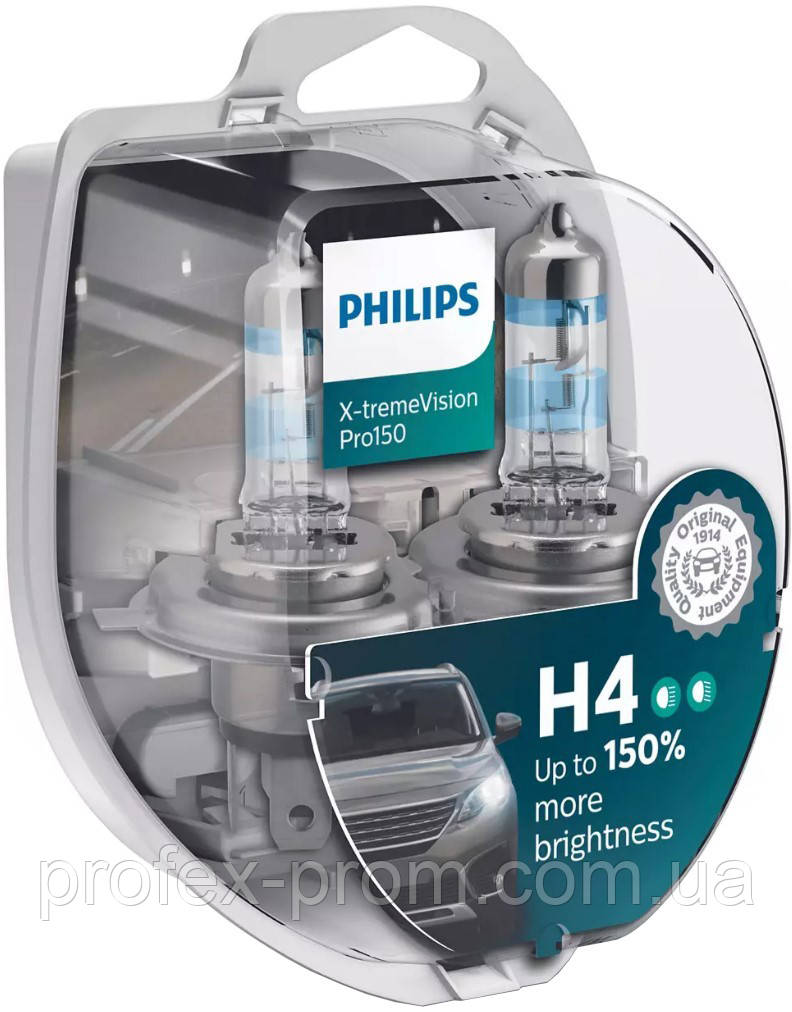 Автолампа Philips H4 12342XVPS2 X-tremeVision Pro150 +150% 12V 60/55W (P43t-38) S2 (блістер) (шт.)