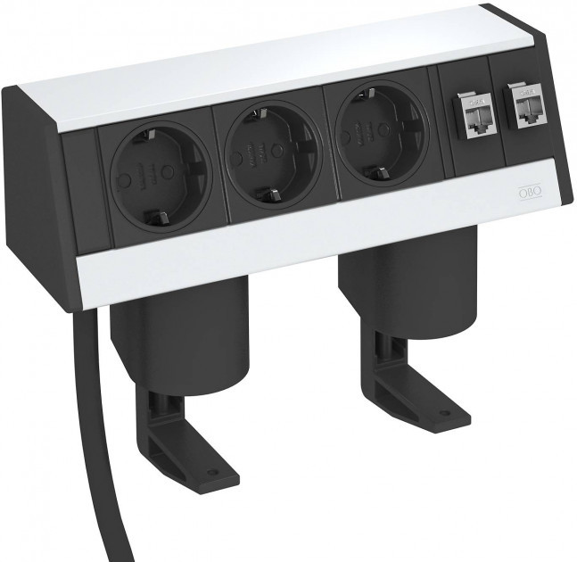 Розетковий блок OBO Bettermann DB 2 RJ45 Cat.6 + 3 розетки з кабелем 3 м (6116942)