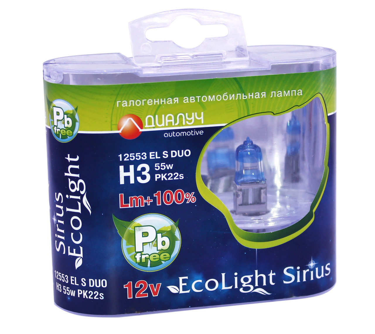 Галогенова автомобільна лампа Діалуч H3 12V 55W PK22s  EL S +100% 3800K, фото 1