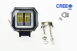 Фара робочого світла 20W-QB 2 світлодіода CREE + DRL (суцільне світіння по периметру) із світло-тіньовою межею