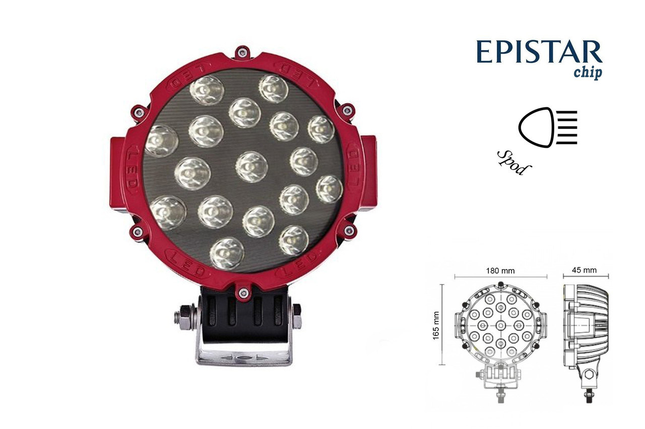 Фара робочого світла 51W-RED 17 світлодіодів Epistar направлене світло (SPOT)