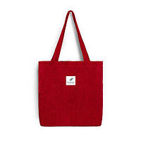 Вельветова жіноча сумка шоппер (тоут) "Lady Star", колір червоний