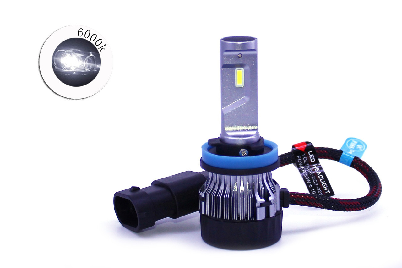Комплект LED ламп T8 H11 6000K 9-32V радіатор з вентилятором (діод CREE)