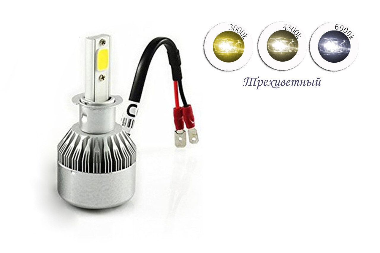 Комплект LED ламп TC6 H1 3000K, 4500K, 6000K 9-32V радіатор з вентилятором (chip COB)