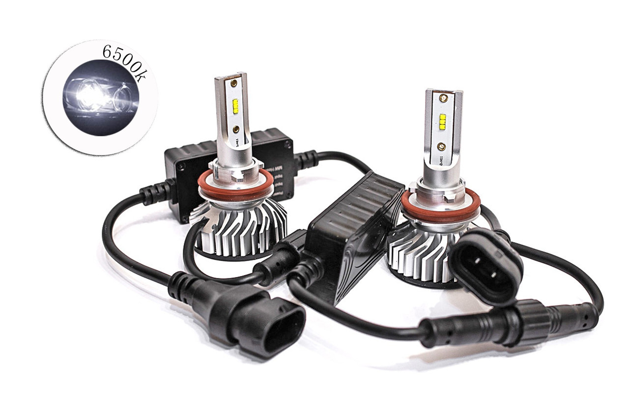 Комплект LED ламп F2 H11 6500K 9-32V радіатор з вентилятором (діод ZES)