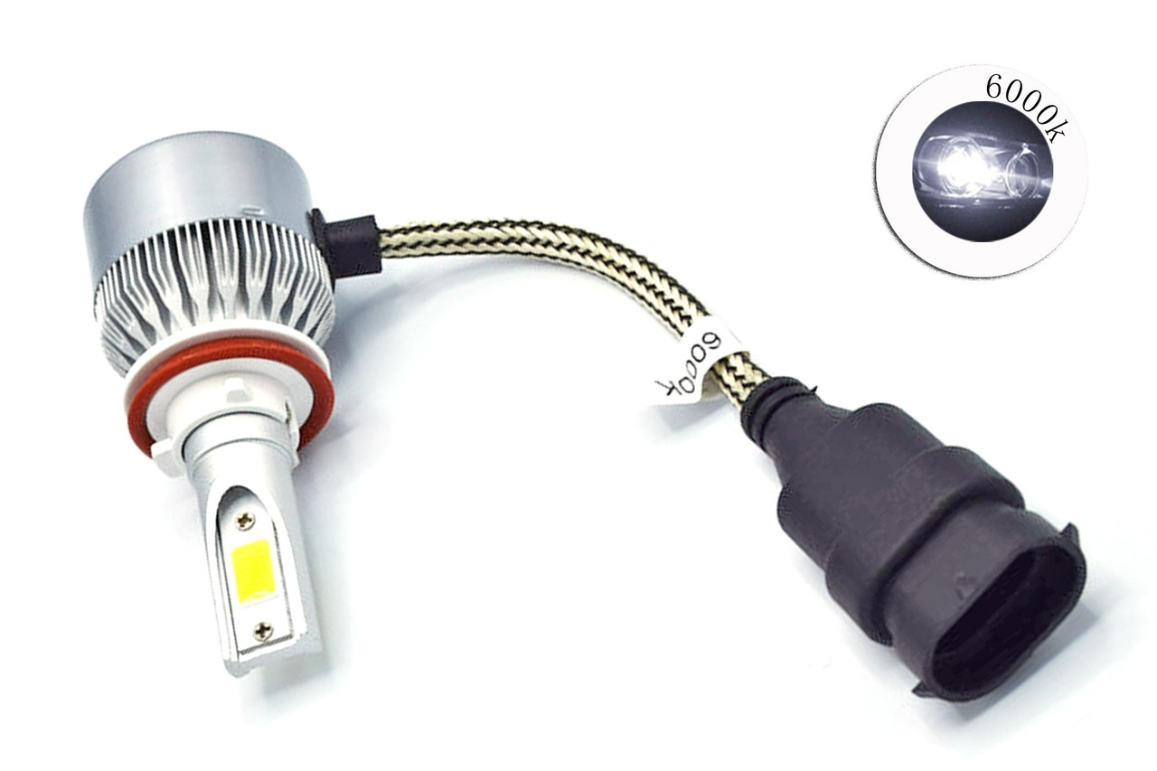 Комплект LED ламп C6 H11 6000K 9-32V радіатор з вентилятором (chip COB)