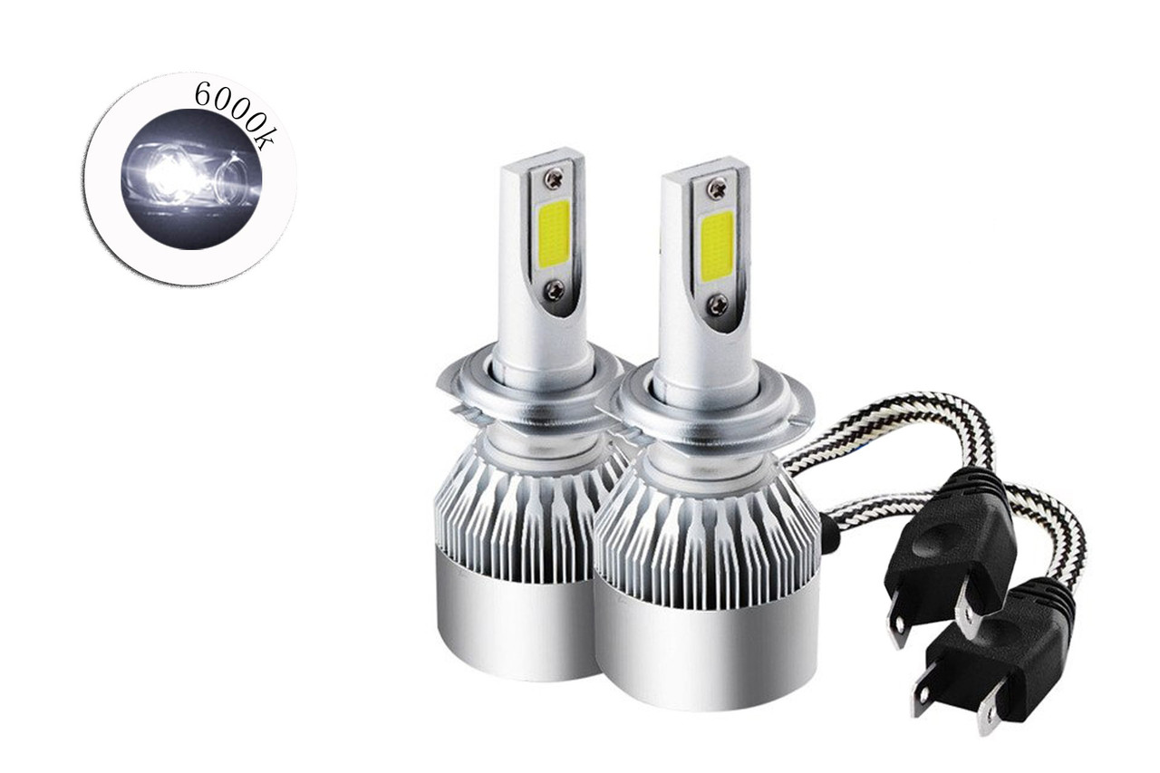 Комплект LED ламп C6 Н7 6000K 12V радіатор з вентилятором (chip COB)