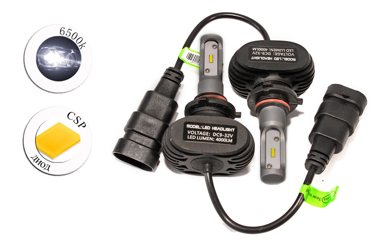 Комплект LED ламп S1 HB4 6500 K 12-24 V з радіатором (діод CSP), фото 1
