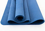 Килимок для йоги та фітнесу TPE (йога мат, каремат спортивний) OSPORT Yoga ECO Pro 6мм (OF-0082) Синій, фото 4