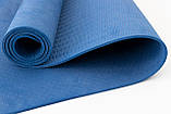 Килимок для йоги та фітнесу TPE (йога мат, каремат спортивний) OSPORT Yoga ECO Pro 6мм (OF-0082) Синій, фото 3
