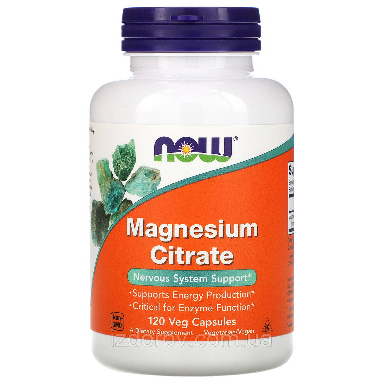 Магній цитрат 400 мг Now Foods Magnesium Citrate для здоров'я ШКТ і серця 120 рослинних капсул