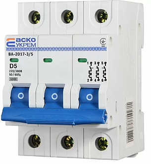 Автоматичний вимикач УКРЕМ ВА-2017/D 3р 5А АСКО A0010170098, фото 1