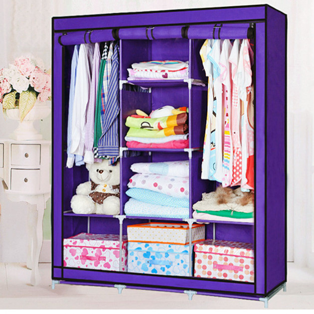 Складана тканинна шафа для одягу Purple Storage Wardrobe 88130 на 3 секції