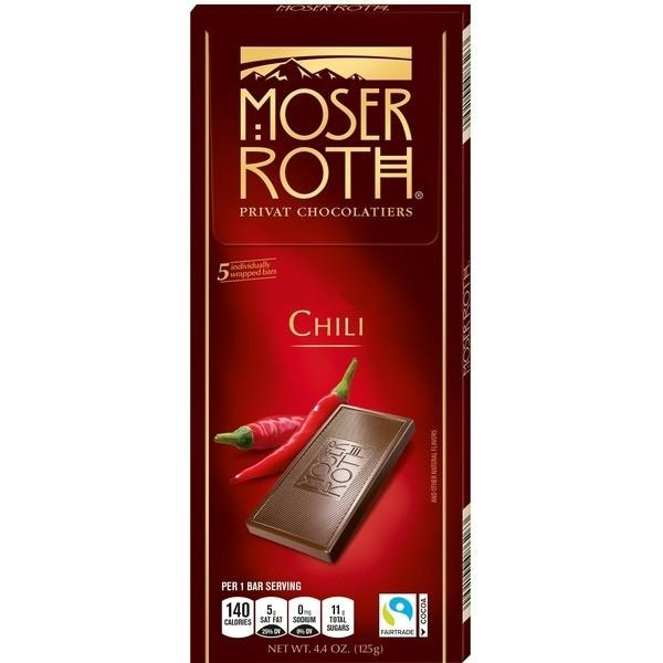Шоколад Чорний Мозер Рот Moser Roth Chili з Перцем Чилі 125 г Німеччина (5 шт./1 уп), фото 1