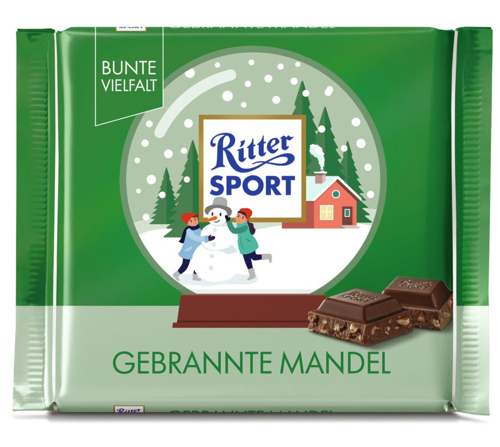 Шоколад молочний Ritter Sport Gebrannte Mandel Мигдаль в карамелі 100 г Німеччина