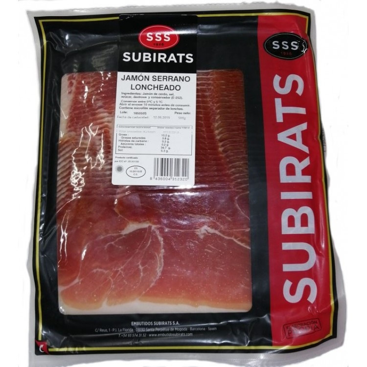 Хамон SSS Subirats Jamon Serrano Loncheado без глютена без лактозы 500 г Испания - фото 3 - id-p1389279467