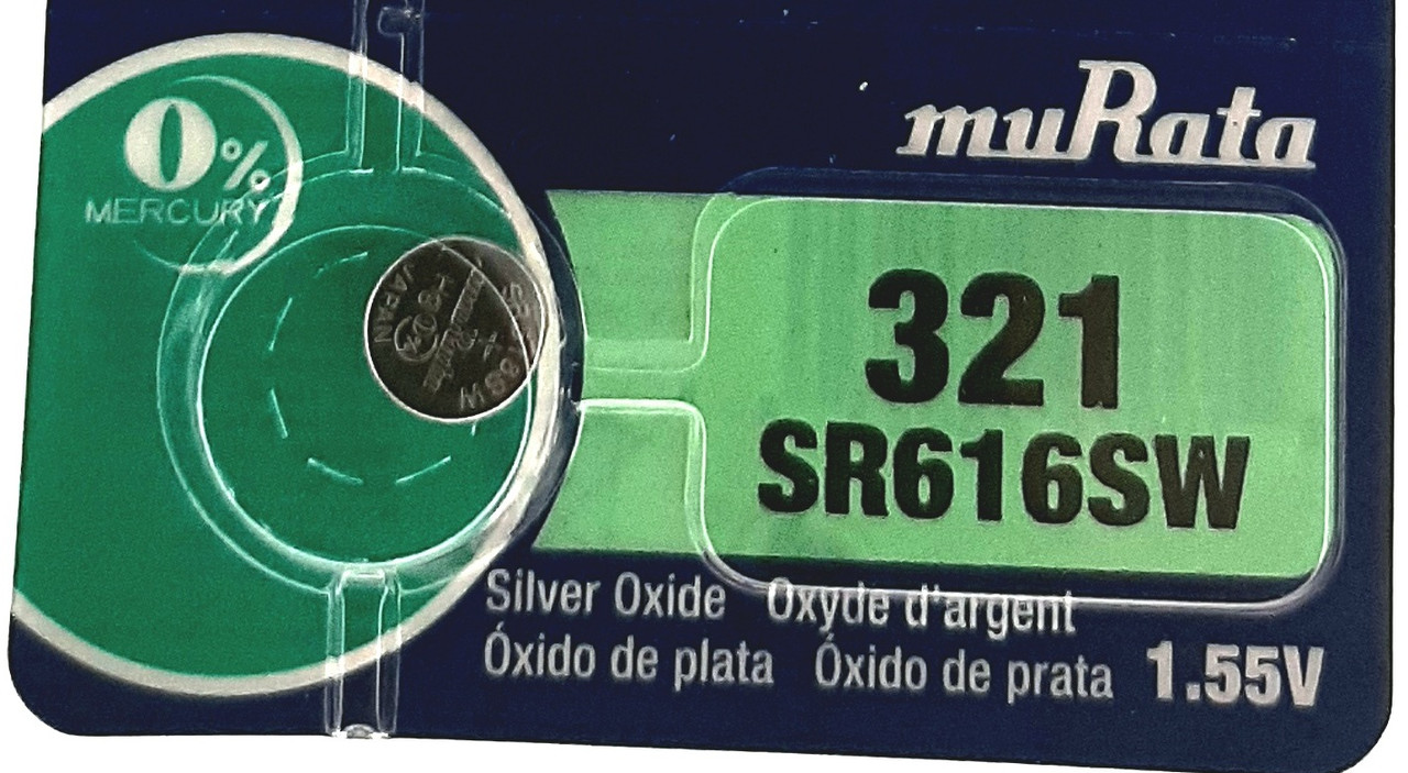 Акумулятор для наручних годинників muRata/Sony SR616SW (321) 1.55V 16mAh сріблясто-цинковий