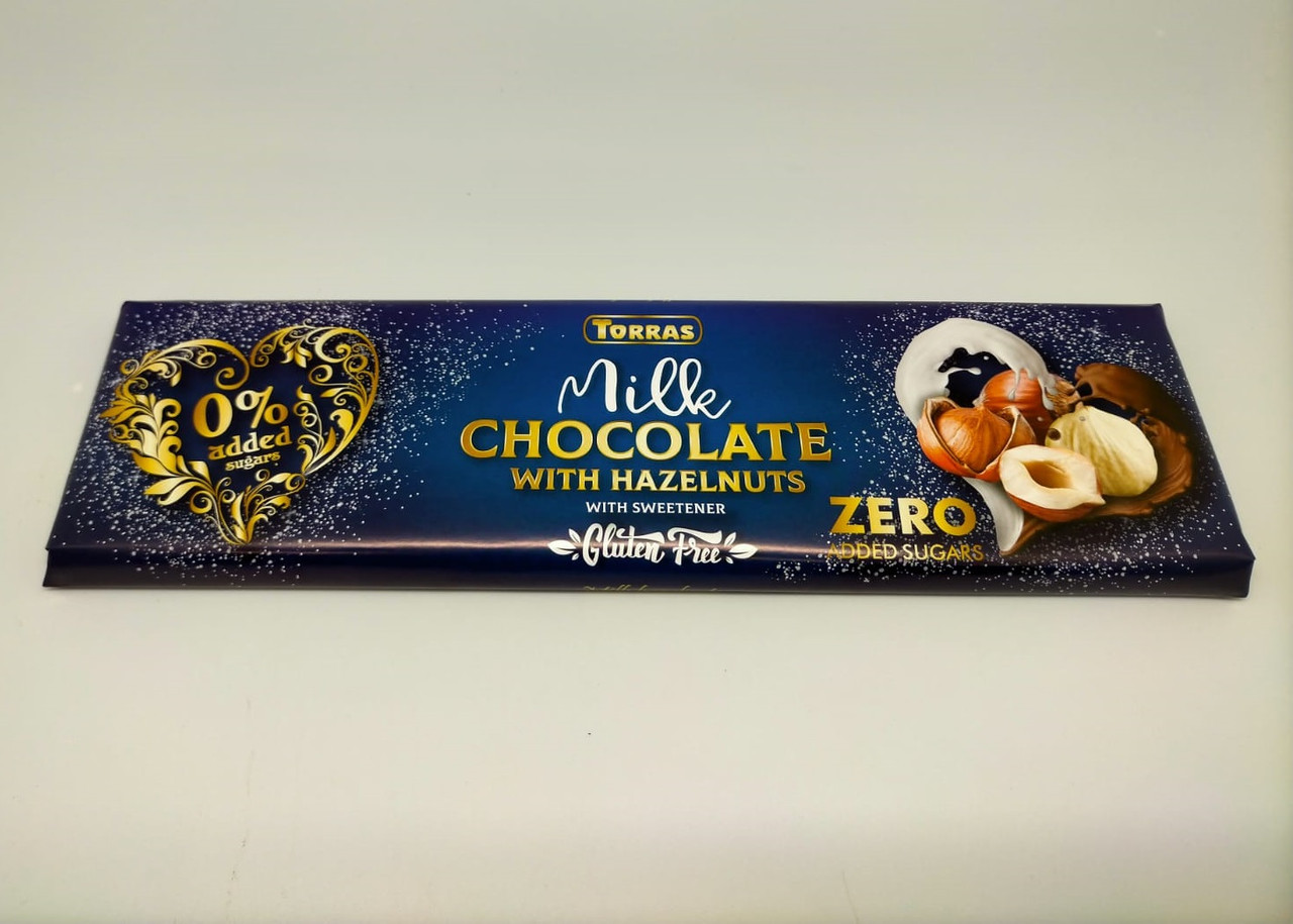 Шоколад молочний без цукру і глютену Торрас з фундуком Torras Zero Milk Hazelnuts 300 г Іспанія (опт 3 шт)